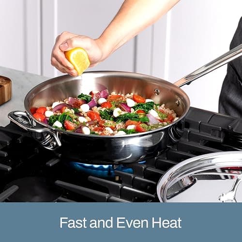 All-Clad D3 3-Ply Stainless Steel Sauté Pan 4 Quart Induction Oven Broiler Safe 600F Pots and Pans, Cookware Silver thumbnail 4