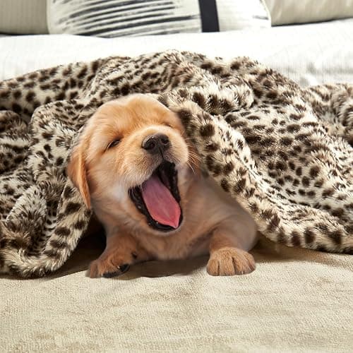 JONIYEAR Cozy Plush Striped Brown Cheetah Faux Rabbit Fur Throw Blanket 50" x 60",Decorative Thick Fuzzy Leopard Lap Blankets for Women, Soft Fluffy Animal Printed Warm Shaggy Blanket for Winter Fall thumbnail 5