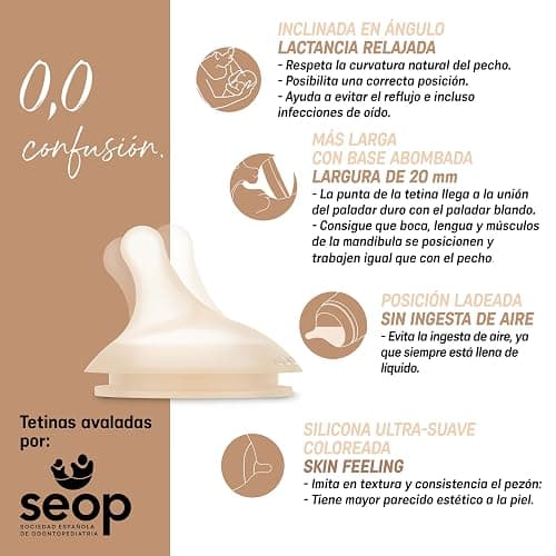 Suavinex, Pack 2 Biberón Anticólico Zero Zero 270 ml con Tetina de Flujo Medio (M) de Silicona, Bebés +3 Meses, para Leche Materna, de Fórmula y Líquidos Densidad Media, Compatible Lactancia, Fair thumbnail 8