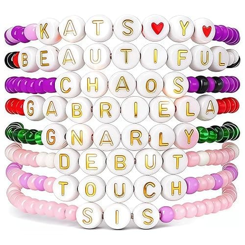 8PCS Katseye Concert Merch Inspired Friendship Bracelet, K-Pop Style Beaded Unisex Jewelry for Costume & Fan Events, Matching Accessory for Katseye Lightstick & Hoodie, Gift for Valentine's Day and - Image 1