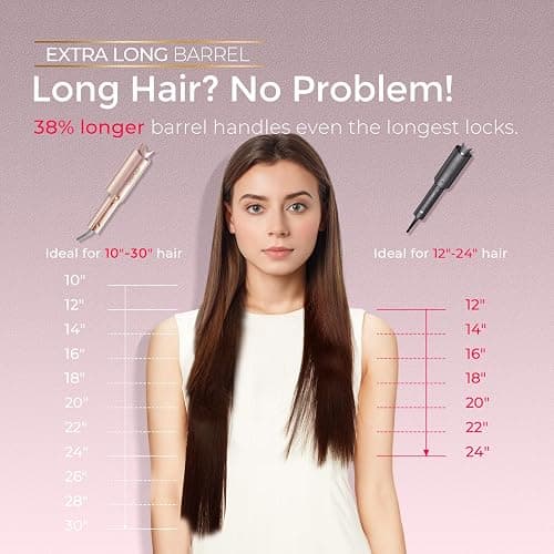 TYMO CurlPro Plus Automatic Rotating Curling Iron - Upgraded Long Barrel Curling Wand for Long Hair, Ceramic Hair Curler for Women, Anti-Scald, 600M Ionic, Dual Voltage, Gold Blush, 1 1/4 Inch thumbnail 3