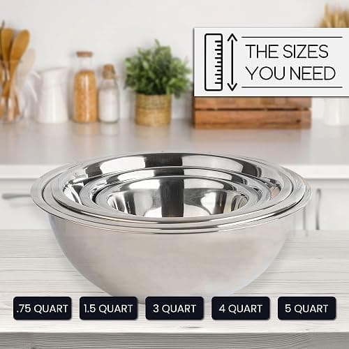 WHYSKO Meal Prep Stainless Steel Mixing Bowl (5-Piece Set) Home, Refrigerator, and Kitchen Food Storage Organizers | Ecofriendly, Heavy Duty, No Lids thumbnail 6