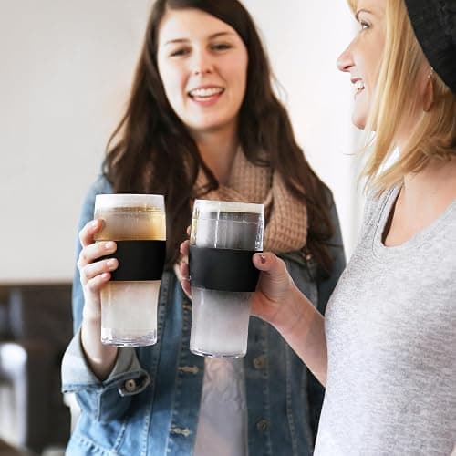 Host FREEZE Beer Glasses, Frozen Beer Mugs, Freezable Pint Glass Set, Insulated Pint Glass to Keep Your Drinks Cold, Double Walled Insulated Glasses, Tumbler for Iced Coffee, 16oz, Set of 2, Black thumbnail 15