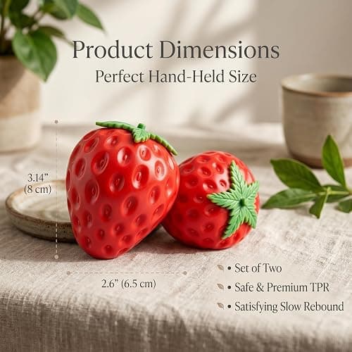 2Pcs Giant Strawberry Squishy, Jumbo Squishy Strawberry Toy, Big Taba Squishy Strawberry, Realistic Strawberry Stress Ball, Squishy Toy Fruit Ball, Slow Rise Office Desk Toy, Party Favors Gifts thumbnail 2