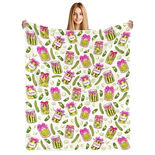 Pickle Gifts Blanket - 50 x 60 Inch Cozy Blankets Pickled Cucumber Throw Blanket for Girls, Soft Flannel Blankets for Bed Couch, Kimchi Sofa Stuff Decor for Women, Gift for Pickles Lover - Image 1