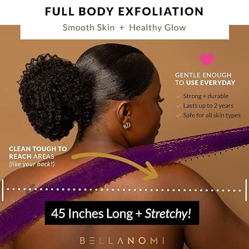 Bellanomi African Exfoliating Net Sponge, Authentic, Ethically sourced from Nigeria, 45 inches Long, Back Scrubber for Daily use (Indigo) thumbnail 7