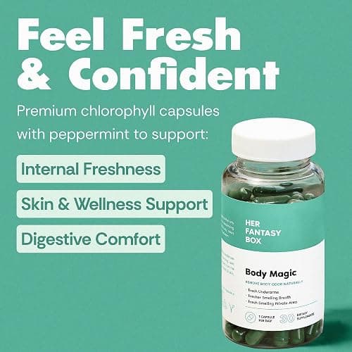 Her Fantasy Box | Body Magic | Chlorophyll Capsules - 30 Vegan Capsules for Detox, Digestion, Gut Health, Skin Support, and Oily Skin - Natural Energy Booster thumbnail 3