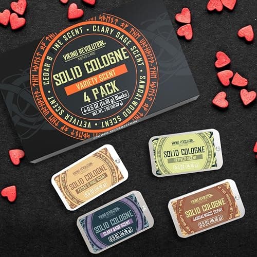 Viking Revolution 4 Pack Mens Solid Colognes 0.5 Oz - Men Solid Perfume with Cedar Wood, Clary Sage, Vetiver, Sandalwood Cologne for Mens - Travel Cologne Wax Gifts for Men thumbnail 2
