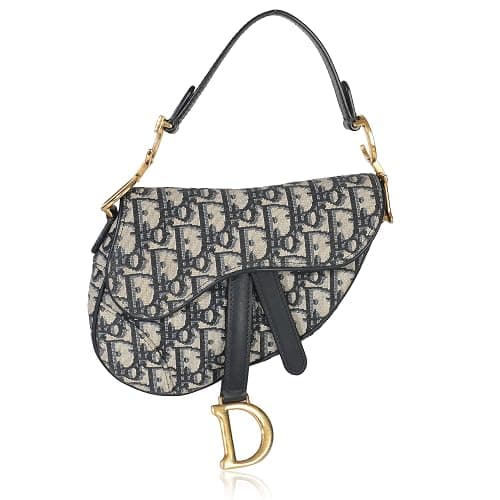 Dior, Pre-Loved Navy Oblique Mini Saddle Bag, Blue - Image 1