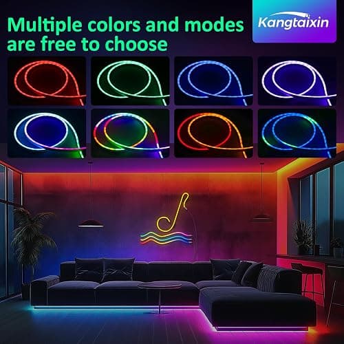 Kangtaixin 3.3FT/1M LED Neon Rope Lights, RGB LED Strip Lights App Control, Music Syncing, LED Neon Lights Strip Flexible DIY Design for Bedroom, Living, Gaming, Kitchen, Indoor, Party Decoration thumbnail 5