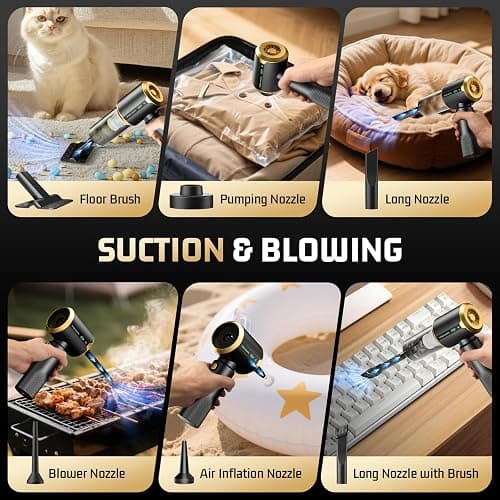 JIXINMIYUE Car Handheld Vacuum Cordless: Car Vacuum Cleaner with 16000Pa Ultra-Strong Suction, Brushless Motor & HEPA Filter - Lightweight Design for Drivers and Office Workers - Jet Black thumbnail 5