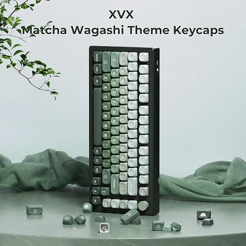 XVX Matcha Wagashi PBT Keycaps-MOA Keycap, Custom Keyboard Keycaps 60 65 75 100 Percent, 5 Side Dye Sublimation Keycap, 132 Keys Key caps Set for Cherry Gateron MX Switches Keyboards, Gradient Green thumbnail 2