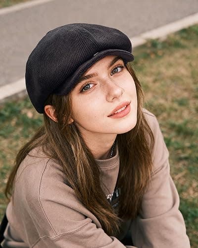 Clakllie Men's Newsboy Hat Peaky Blinders Hat Flat Cap for Women Elegant Style Beret Scally Hats Soft Cabbie Driver Snap Hats thumbnail 3