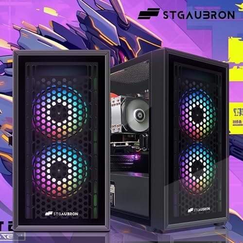 STGAubron Gaming PC Desktop Computer, Intel i7 Xeon E5 3.0GHz, Radeon RX 550 4G, 16GB RAM, 512GB SSD, 600M WiFi, BT 5.0, RGB Fan x3, Windows 11 Home thumbnail 6