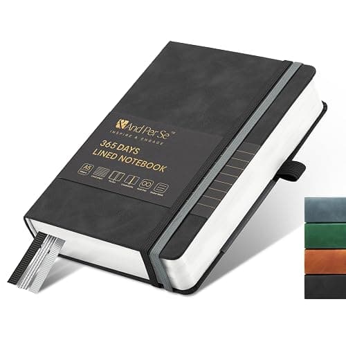&And Per Se Lined Journal Notebook, 365 Pages, A5, 5.7'' x 8'' 100GSM Thick Paper, Journals for Writing, Hardcover Notebooks for Women Men (Black) - Image 1
