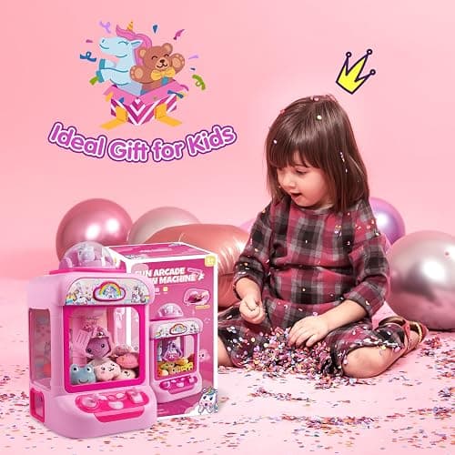 TingingYuli Claw Machine for Kids,Unicorn Mini Vending Machines Candy Grabber Prize Dispenser Toys for Girls,Electronic Arcade Game with 20 Mini Plush Toys for Christmas Easter Birthday Gifts thumbnail 2