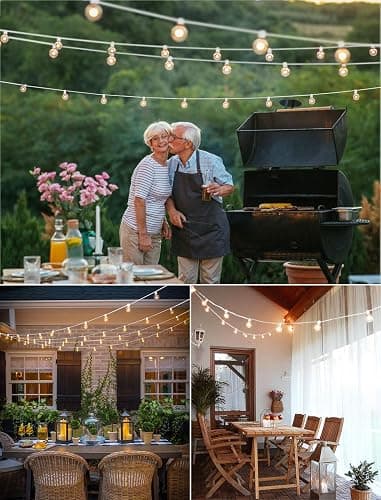 Brightown 25 Feet LED Outdoor String Lights with Shatterproof G40 Edison Bulbs, Connectable and Weatherproof Strand, Commercial Grade Patio Lights for Backyard Garden Patio Decorative, White - White - LED - 25ft - Patio Lights thumbnail 6