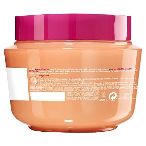 L'Oreal Paris Elvive Dream Lengths Hair Mask, Nourishing & Strengthening Treatment, Enriched with Castor Oil, For Long, Damaged Hair 300ml thumbnail 3