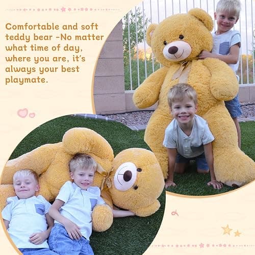 MorisMos 47inch Giant Teddy Bear Stuffed Animal 4ft, Large Teddy Bear Plush, Big Stuffed Bear Gifts for Kids, Girls, Girlfriend, Women on Baby Shower, Valentine, Christmas, Birthday (Light Brown thumbnail 5