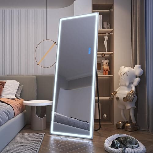 LVSOMT 63 X 22 Full Length Mirror with Lights, RGB Large Wall Mirror Full Length, Standing Full Body Dressing Mirror Wall Mounted Mirrors for Bedroom Living Room Cloakroom, White thumbnail 9