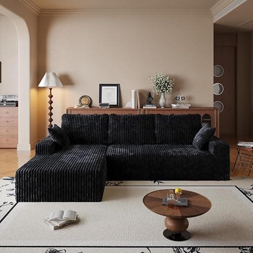 108" Modular Sectional Cloud Couch for Living Room Deep Seat L Shapes Boneless Couch with Oversized Chaise Lounge, Comfy Memory Foam Flannel Fabric Sofa for Bedroom Apartment, No Assembly Required thumbnail 9