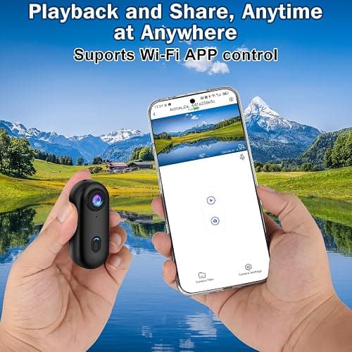 i3 4K Thumb Action Camera,Tiny Size, Mount Anywhere,Small Body Camera with Spring Clip,Portable Vlogging,Hands-Free POV Recording,Helmet Cam for Cycling,Motorcycle (with 128G-Card, Black) thumbnail 8