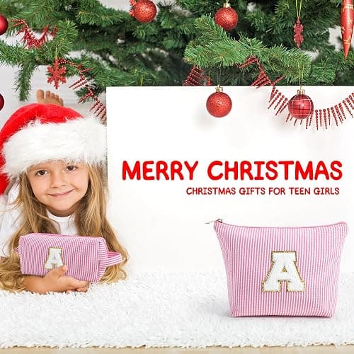 YOOLIFE Initial Makeup Bag | Makeup Bag | Travel Cosmetic Bag | Birthday Gifts for Girls | Teen Girl Gifts Trendy Stuff | Birthday Gifts for 4 5 6 7 8 9 10 11 12 13 Year Old Girls | Blue M thumbnail 4
