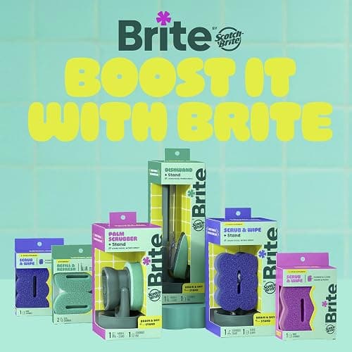 Brite by Scotch-Brite 2-Sided Scrub & Wipe, Scrubbing Kitchen and Dish Sponge, Midnight Mode, 6 Scrub Sponges thumbnail 11