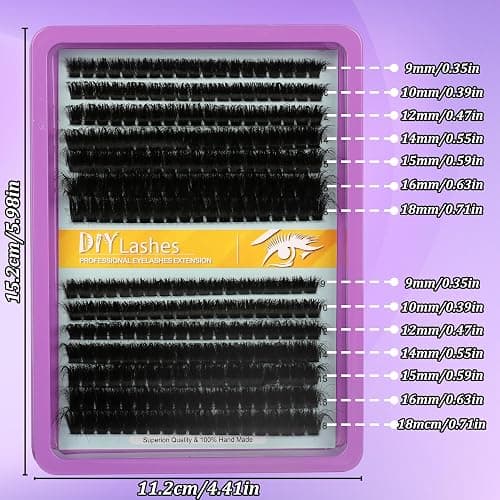 C Curl Lash Clusters Extensions 280 Pcs Individual Eye lash Clusters 100D Cluster Lashes Fluffy Wispy Lash Clusters Makeup at Home - DIY Lash Extension Kit for Self Application (9-18MM) Mix thumbnail 7