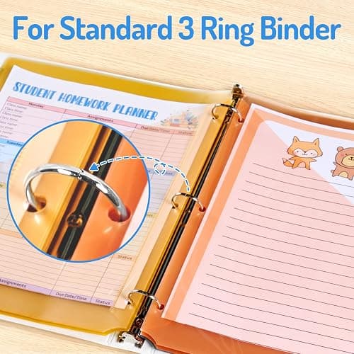 Forvencer 8 Count Dividers with 2 Pockets,8 tabs Binder Dividers with tabs | Dividers for 3 Ring Binder Organizer,School Supplies, Multicolor, 1 Set thumbnail 6