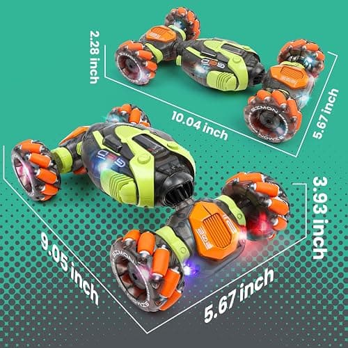 FUNiOi Gesture Sensing RC Stunt Car - Remote & Hand-Controlled Drift Toy for Kids Ages 5-7 6-8 9 10 11 12 Year Old, 4WD, Double-Sided Driving with Lights & Music thumbnail 3
