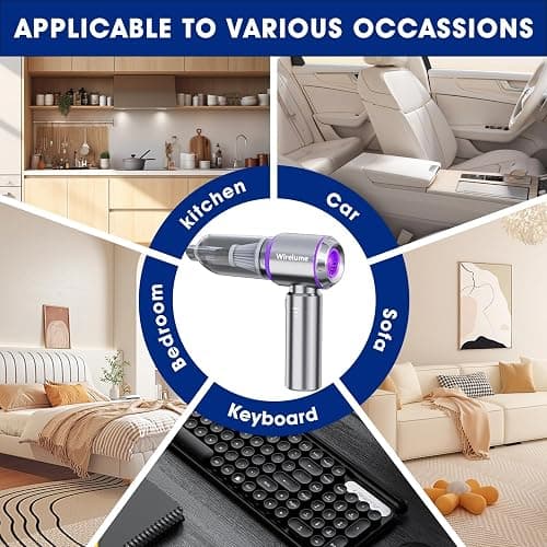Wirelume Handheld Car Vacuum Cleaner Cordless Powerful 22000Pa Strong Cyclonic Suction Blowing Brushless Motor Portable Rechargable Lightweight for Pet Hair Vehicle Home Office (purple) thumbnail 6