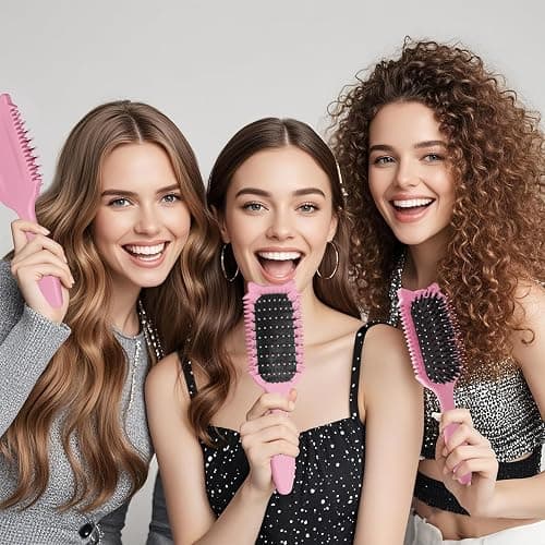 Curl Defining Brush, Curly Hair Brush for Curls Waves & Coils, Define, Volumize, Detangle Women Girls Curls, Reduce Hair Pulling Frizz, Fun Cat-Head Design, Pink, 1PCS thumbnail 8