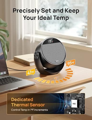 Dreo Space Heater 1500W, 60° Adjustable Tilt, 10.5ft/s Portable Electric Heaters for Indoor Use with Thermostat, 8 Safety Protections, 3 Modes, Remote, Quiet Desk Heater for Bedroom, Office, Black thumbnail 6