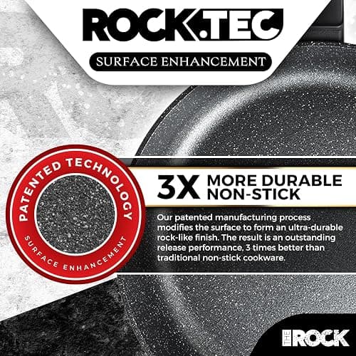 THE Rock SOHO 15Pcs Cookware Set – Pots and Pans Set Non Stick with Rock.TEC – Compact for Urban Kitchens, Nothing Sticks, Never Warps, Lasts Longer, Induction & Dishwasher Safe, Black thumbnail 2