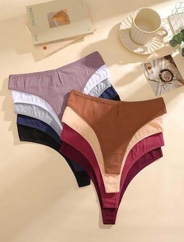 Sth Big Cotton Underwear for Women Breathable Sexy V-waisted Thongs Soft Stretchy Ladies Panties 9 Pack thumbnail 2