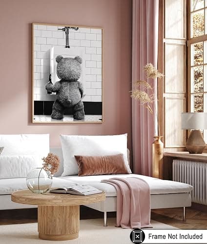 Poster Master Funny Teddy Bear Print - Humorous Gift for Men, Women, and Movie Fans - Black & White Wall Art for Bathroom, Restroom, Nursery, Kids Room - 8x10 UNFRAMED Wall Art thumbnail 6