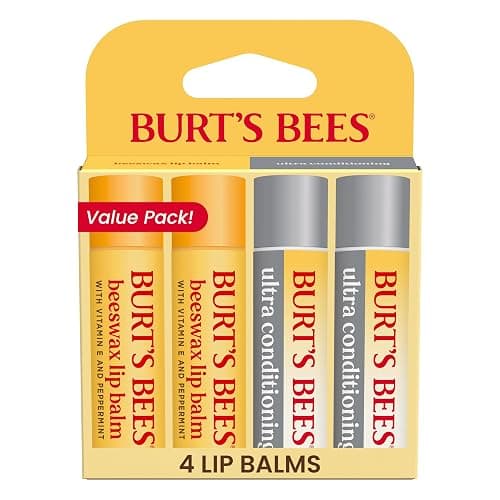 Burt's Bees Stocking Stuffers, Lip Balm Beeswax and Ultra Conditioning Lip Balm Pack, Hydrating Lip Moisturizer with Kokum and Shea Butter, Natural Origin Lip Care, 4 Tubes, 0.15oz. - Image 1