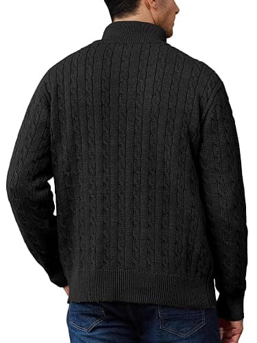 JEMLDL Men's Quarter Zip Pullover Sweaters Cable Knit Texture Slim Fit Mock Neck Sweaters thumbnail 4