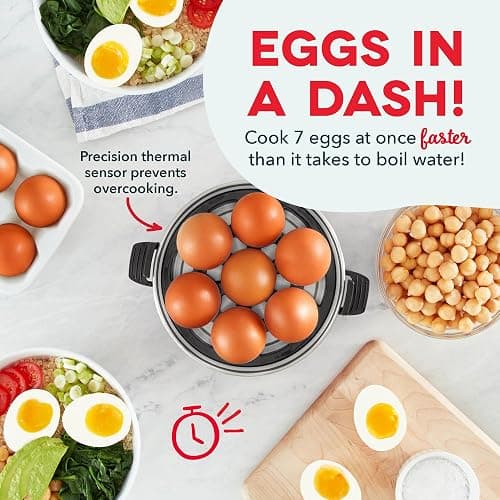 Dash Rapid Egg Cooker - Boiler, Poacher & Steamer - Includes Measuring & Recipe Guide - Dishwasher Safe - BPA Free - Holds 7 Eggs, Black thumbnail 3
