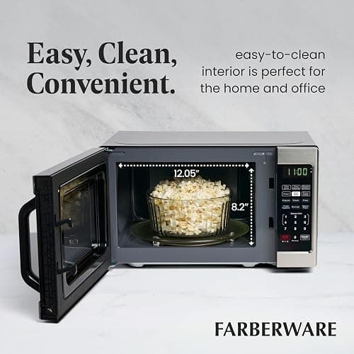 Farberware 0.7 Cu. Ft. Countertop Microwave Oven – 700 Watts Power, Auto Cook Settings, Defrost, Easy Clean and Child Safety Lock - Stainless thumbnail 6