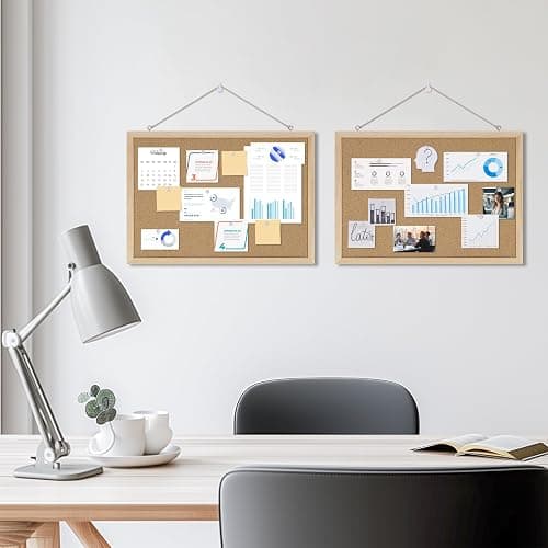 DAHAPYBOO Cork Board for Office with Pin Oak Wood Boards,17"X 12" | Bulletin Board Hanging Corkboards for Office Home School Message Board or Vision Board Decoration. thumbnail 6