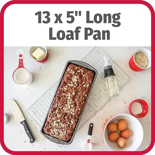 GoodCook Nonstick Loaf Pan Extra-Large Heavy-Duty Steel Bakeware with Easy-Clean Non-Stick Coating, Oven & Dishwasher Safe Pan for Meatloaf Breads Cakes Lasagnas Casseroles & More, 13 x 5-Inch, Gray thumbnail 3
