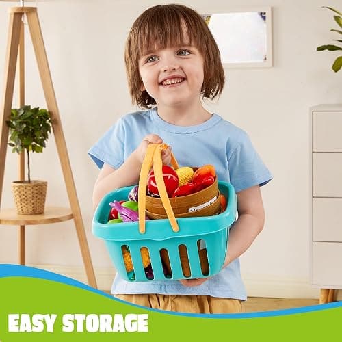 JOYIN Learning Toys Play Food Set for Toddlers, Cutting Food for Preschool Activities, Play Kitchen Accessories, Educational Toys, Color Sorting Set for Boys & Girls, Back to School Gifts for Toddlers thumbnail 6