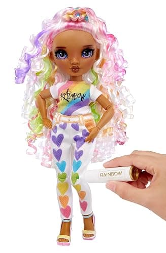 Rainbow High Color & Create Fashion DIY Doll with Washable Rainbow Markers, Purple Eyes, Curly Hair, Bonus Top & Shoes. Color, Create, Play, Rinse and Repeat. Creative 4-12+ thumbnail 5