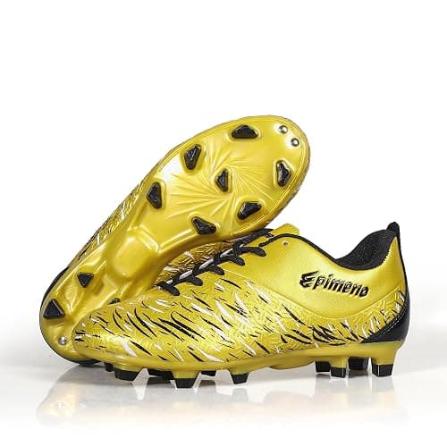 EPIMENO Soccer Cleats Boys Girls Kids Firm Ground Unisex Football Baseball Shoes(Little Kid/Big Kid) - 6 Big Kid - Gold Metallic thumbnail 4
