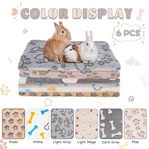 6 Pack Guinea Pigs Fleece Blankets, Soft Plush Mats for Rabbits Hamsters, Washable Small Pet Cage Bedding, Cozy Burrow & Snuggle Cover for Puppies Kittens Travel (26 x 14 Inch, Dark Color) thumbnail 3