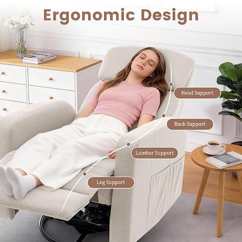 Korser Power Swivel Recliner Chairs for Adults, Electric Glider Rocking Chair Nursery, Glider Recliner Nursery Chair with Classified Side Pocket, Nursery Rocking Chairs with USB and Type-C Ports thumbnail 5