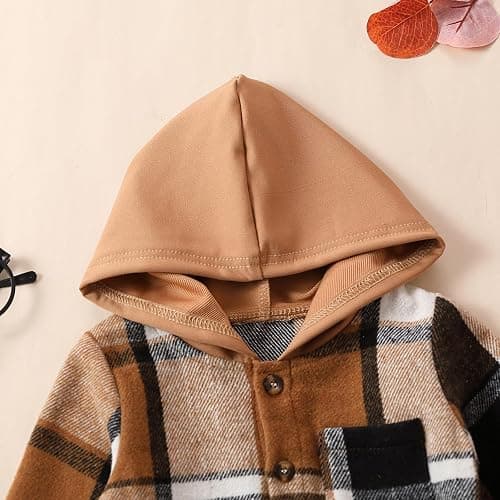 Douhoow Toddler Unisex Baby Clothes Boys Girls Flannel Shirt Tops Plaid Hoodie Sweatshirt + Sweatpants Fall Winter Outfits thumbnail 4