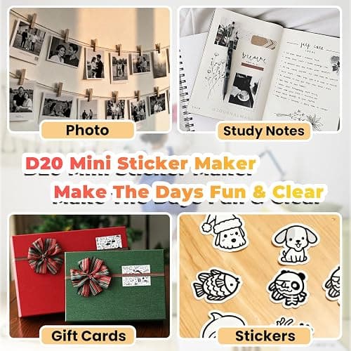 Anycash Sticker Printer Mini Print Pod, Bluetooth Thermal Sticker Maker Machine with 3 Roll Paper, D20 Portable Inkless Pocket impresora portátil Picture Label Printer for Phone DIYJournal Kids Gift thumbnail 6